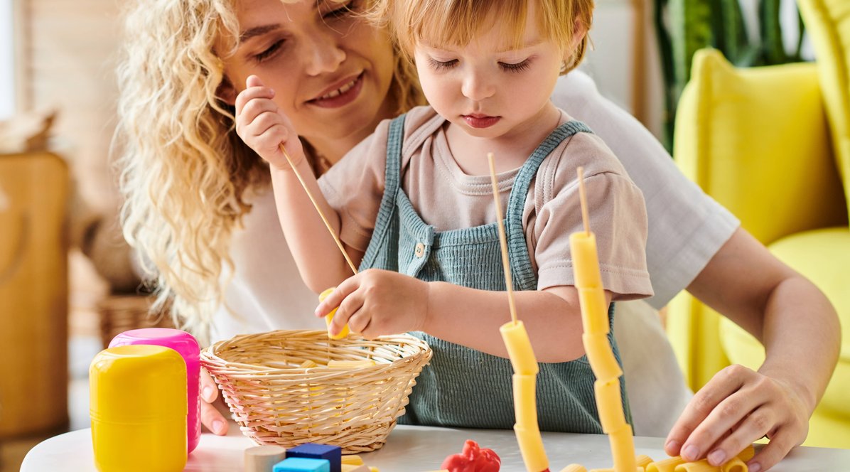 mom and child playing